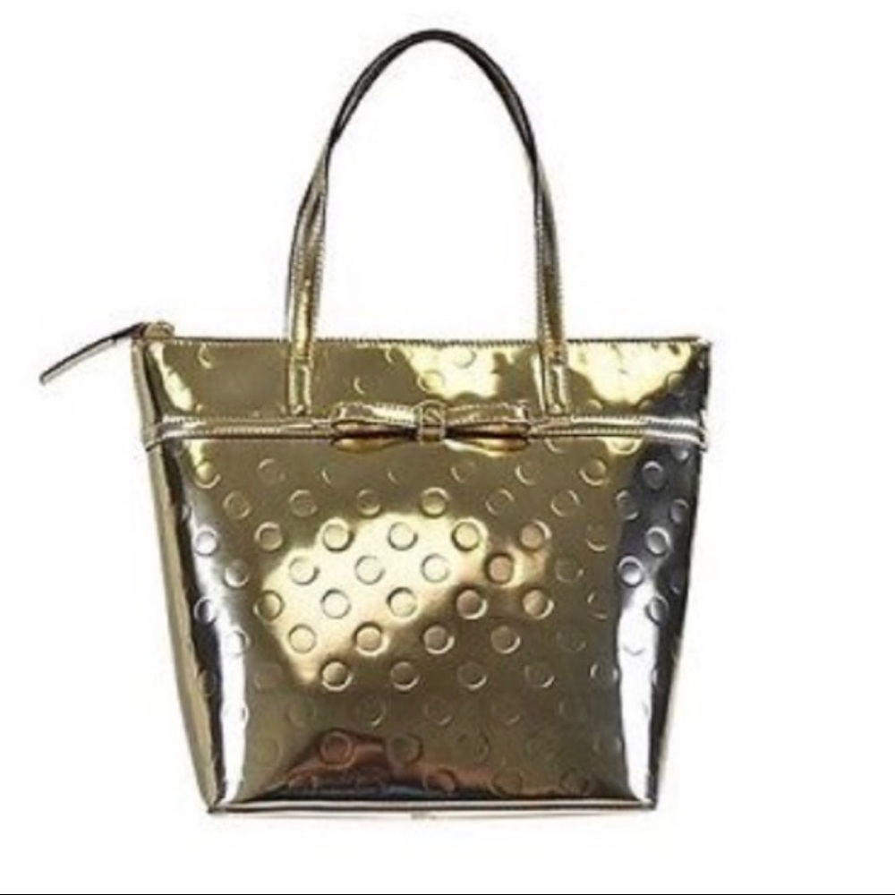Kate Spade Sophie mirrored gold zippered tote
